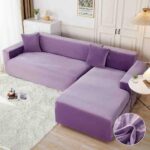 Set 2 huse elastice pentru coltar, catifea, marime: M+L, Lila