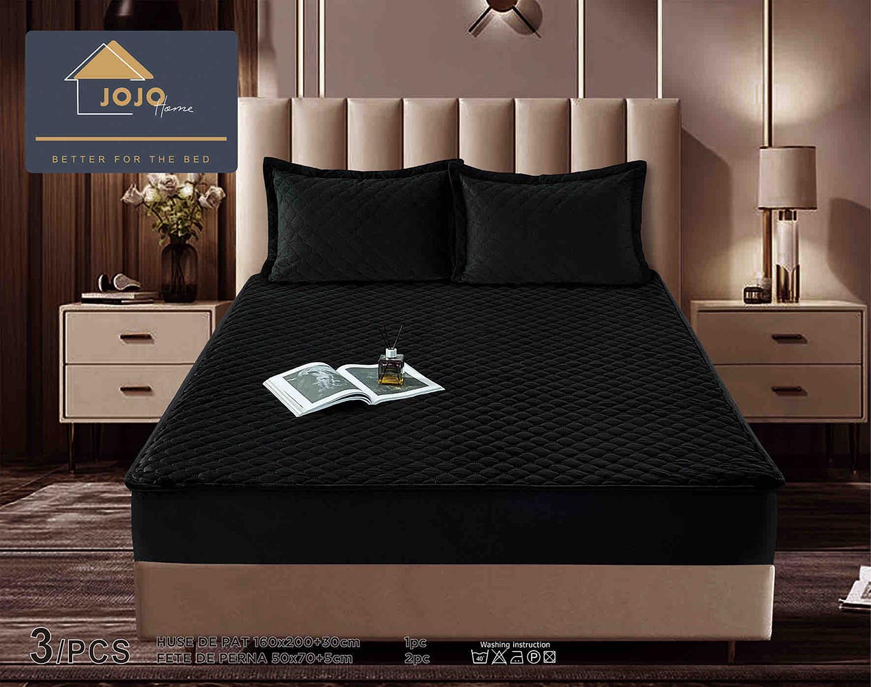 JOJTC16008-1.jpg Husă Pat tip Topper cu elastic + 2 fețe de pernă 160x200 cm JOJTC16008 - imagine 1
