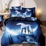 Lenjerie de pat dublu 3D,Țesătură tip Finet,  6 piese JOLF3D08