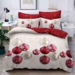 Set Lenjerie Pat 1 Persoana  din Bumbac Finet   imprimeu  Mos Craciun, 4 Piese JOLSIXMAS01