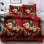 Set Lenjerie Pat 1 Persoana  din Bumbac Finet   imprimeu  Mos Craciun, 4 Piese JOLSIXMAS10