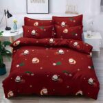 Set Lenjerie Pat 1 Persoana  din Bumbac Finet   imprimeu  Mos Craciun, 4 Piese JOLSIXMAS11