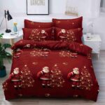 Set Lenjerie Pat 1 Persoana  din Bumbac Finet   imprimeu  Mos Craciun, 4 Piese JOLSIXMAS13