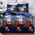 Set Lenjerie Pat 1 Persoana  din Bumbac Finet   imprimeu  Mos Craciun, 4 Piese JOLSIXMAS07