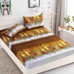 Set husa pentru pat dublu confectionata din bumbac finet cu imprimeu pentru Craciun  + 3 fete de perna