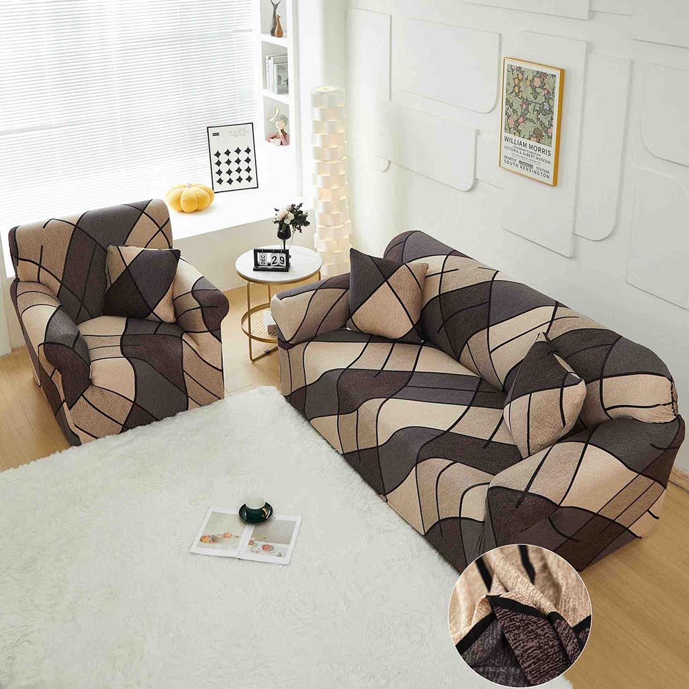 046 Set Husa Elastica pentru Canapea 3 Locuri + Fata de Perna - imagine 1