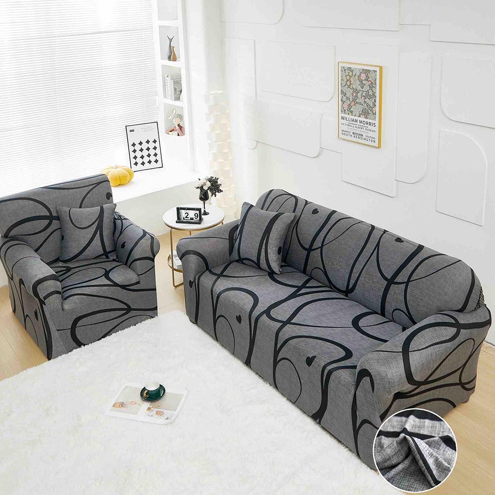 07 Set Husa Elastica pentru Canapea 2 Locuri + Fata de Perna - imagine 1