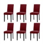 Set 6 huse elastice pentru scaune,  model Jacquard  Bordo