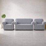Set Husa Canapea 3 Locuri + 2 Huse Fotolii - Gri deschis