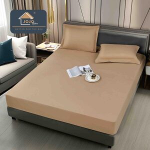 Husă pat impermeabilă cu elastic 90×200 + 1 față  pernă , Bej