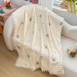 Păturică copii din bumbac 100% și Minky 3D, 100 x 150 cm  – Bej deschis, model cu Elefănței - imagine 2