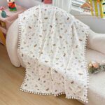 Păturică copii din bumbac 100% și Minky 3D, 100 x 150 cm  – Ivoire, model cu Ursuleți și Steluțe - imagine 2