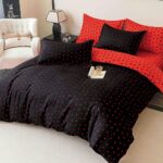 Lenjerie de Pat Dublu, Cearceaf cu Elastic Țesătură tip Finet, 6 piese JOLFDE129